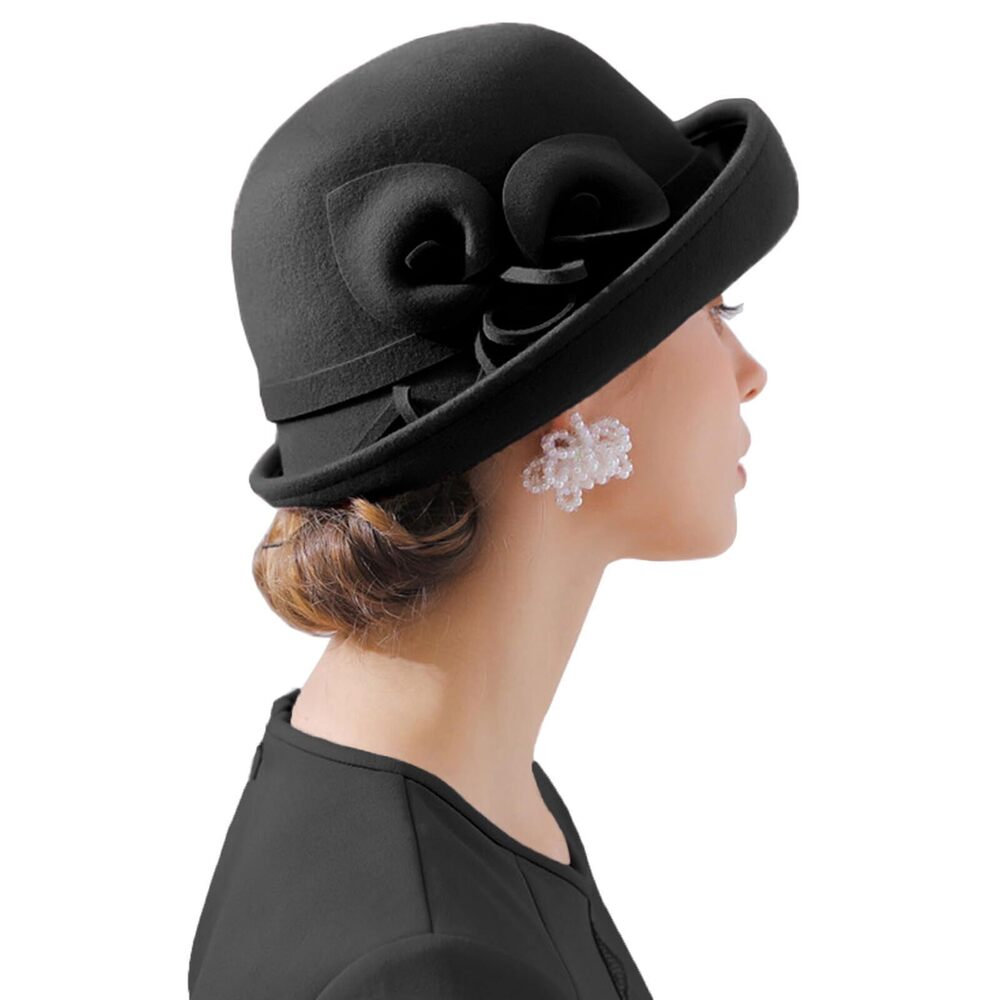 1639 Women Vintage Wool Felt Flowers Bucket Cloche Bowler Hat Church